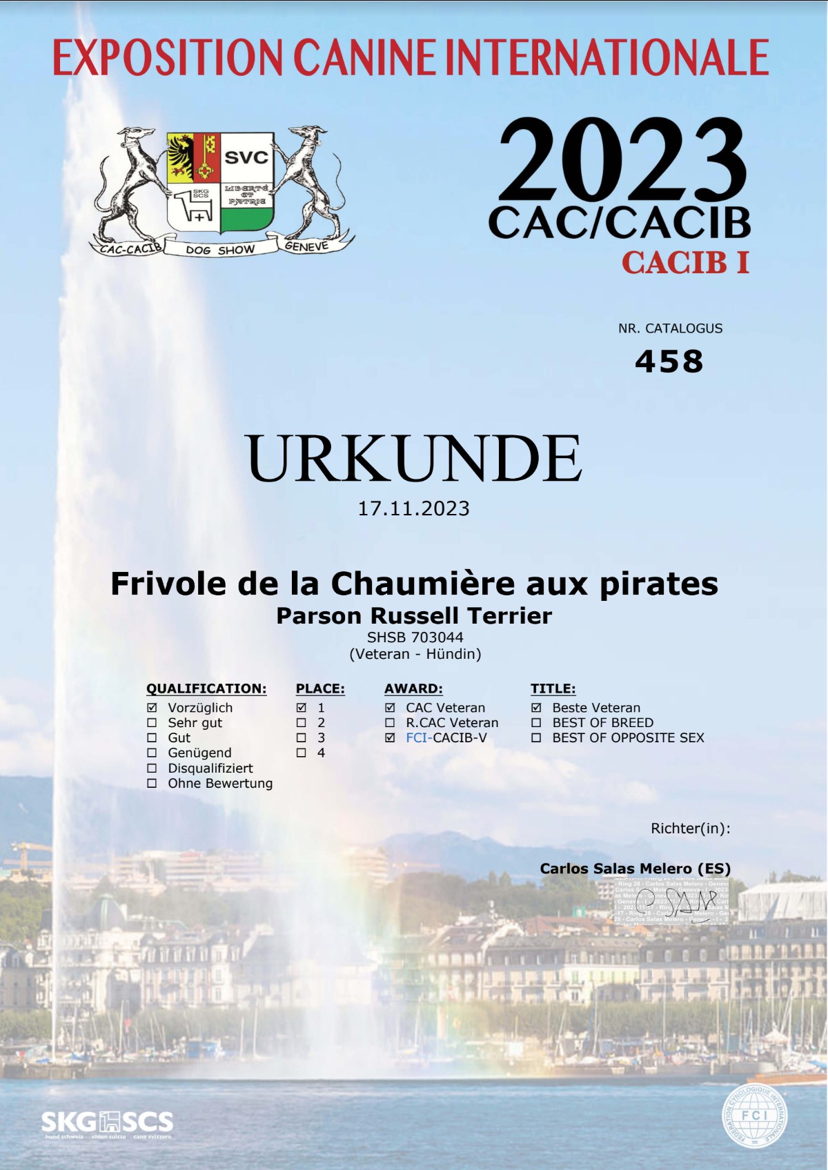 171123 Genf Frivole458 Diplom CACIB I