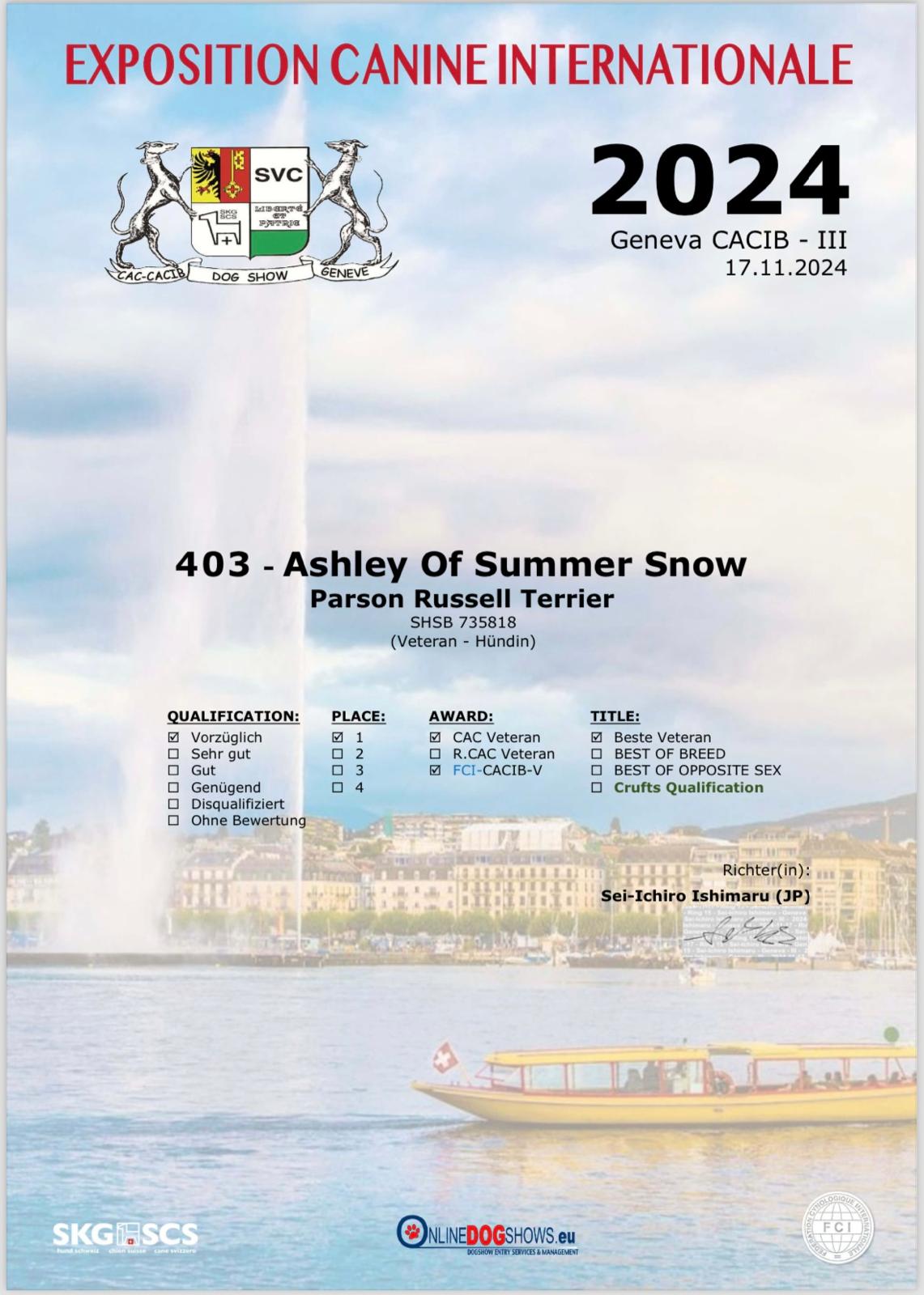 Ashley of Summersnow CACIB III