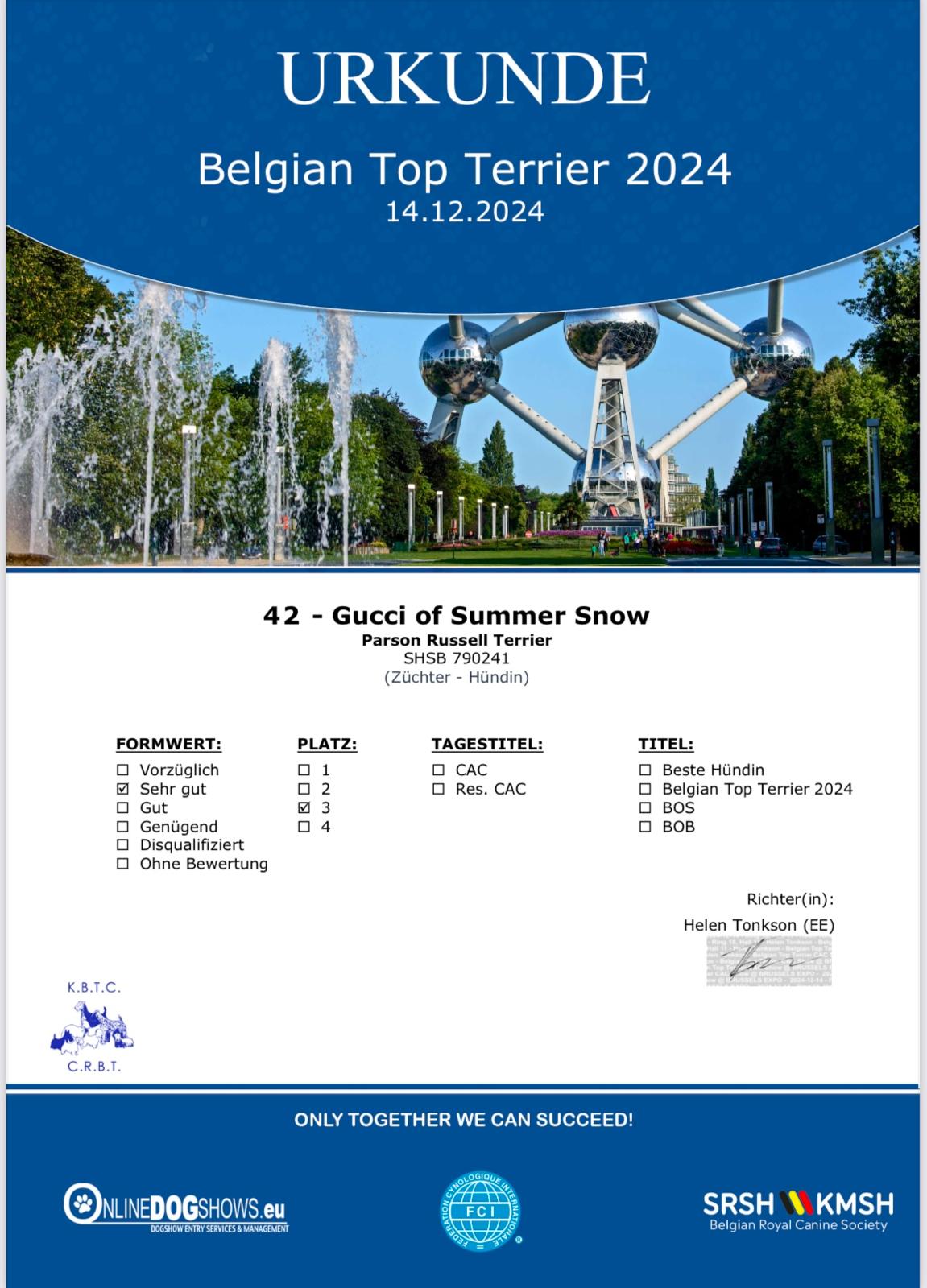 Gucci Of Summer Snow Brüssel Urkunde 141224